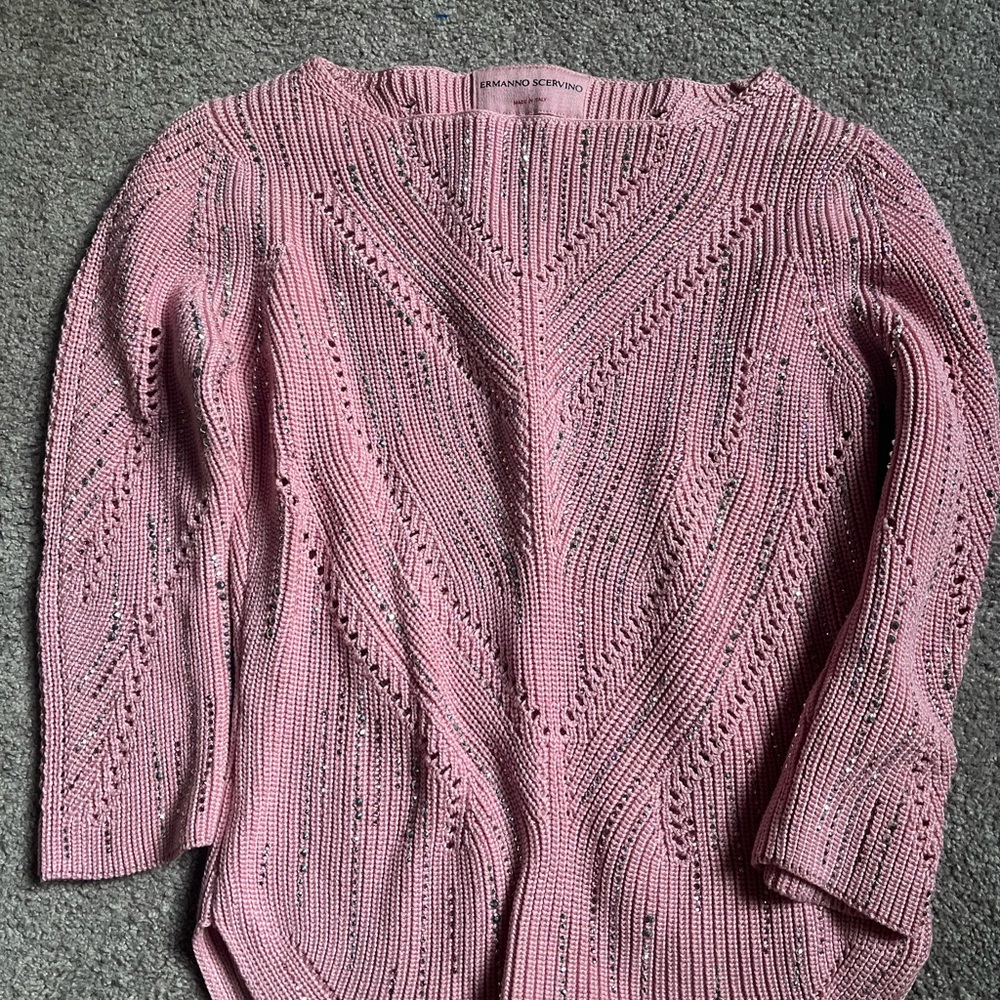 Ermanno scervino rhinestones pullover in pink